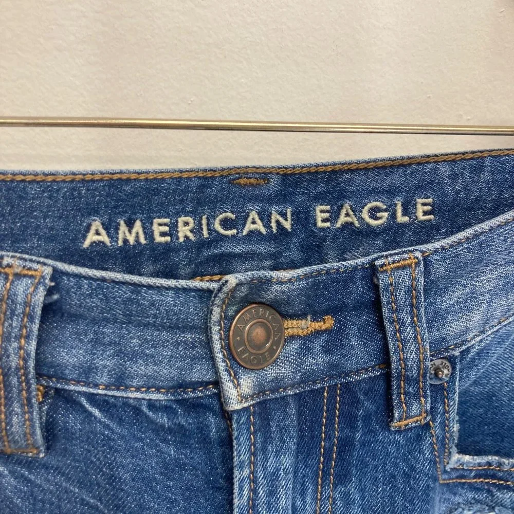 American Eagle 90's boyfriend distressed medium wash jeans 4 short